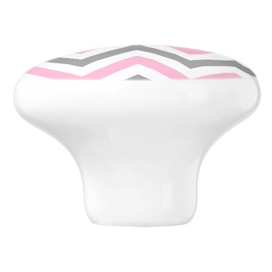 Rosa, dunkelgrau, großes Zickzack ZigZag-Muster Keramikknauf (Seitenansicht)