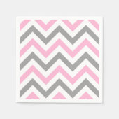 Rosa, dunkelgrau, großes Zickzack ZigZag-Muster Serviette (Vorderseite)