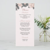 Rosa dunkelgraue Blume botanische Hochzeit Menükarte (Stehend Vorderseite)