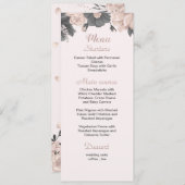 Rosa dunkelgraue Blume botanische Hochzeit Menükarte (Vorne/Hinten)