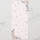 Rosa dunkelgraue Blume botanische Hochzeit Menükarte (Rückseite)