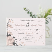 Rosa dunkelgraue Blume phantastisch Einladung (Stehend Vorderseite)