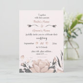 Rosa dunkelgraue Blume phantastisch Einladung (Stehend Vorderseite)