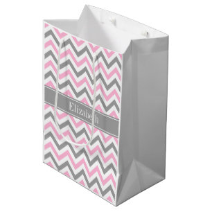 Rosa dunkelgraues, weißes LG Zickzack-Graue Bezeic Mittlere Geschenktüte
