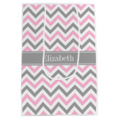 Rosa dunkelgraues, weißes LG Zickzack-Graue Bezeic Mittlere Geschenktüte (Rückseite)