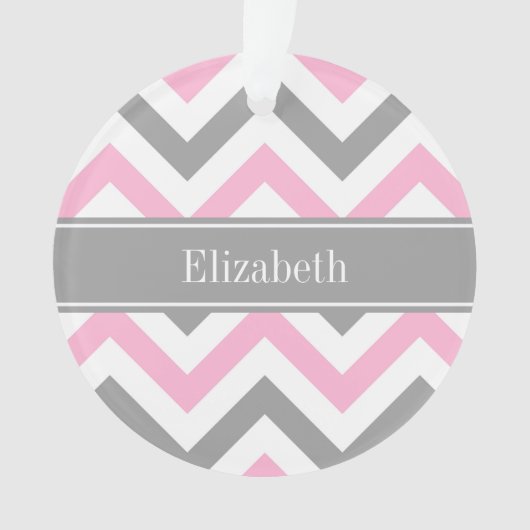 Rosa dunkelgraues, weißes LG Zickzack-Graue Bezeic Ornament (Vorderseite)