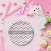 Rosa dunkelgraues, weißes LG Zickzack-Graue Bezeic Pappteller (Party)