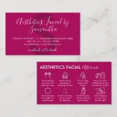 Rosa dunkle Ästhetik Gesichtsnachsorge Visitenkarte (Vorne/Hinten)
