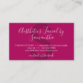 Rosa dunkle Ästhetik Gesichtsnachsorge Visitenkarte (Vorderseite)