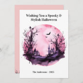 Rosa dunkle Beängstigende Halloween-Karte Feiertagskarte (Vorne/Hinten)