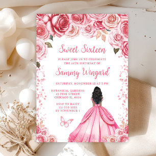 Rosa dunkle Haut Prinzessin Sweet Sixteen Einladung