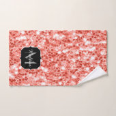 Rosa dunkle Korallen Glitzer Glitzern Monogram Badhandtuch Set (Handtuch)