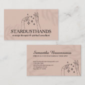 Rosa dunkle Lichtstangen zwischen den Händen Visitenkarte (Vorne/Hinten)