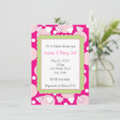 Rosa Dusche Baby Einladung (Stehend Vorderseite)