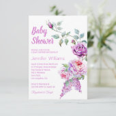 Rosa-Dusche mit Wasserfarbe, kleine Dusche Einladung (Stehend Vorderseite)