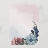 Rosa Dusty Blue Blumengrün Details Begleitkarte (Rückseite)