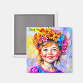 ROSA ~ EASTER BONNET ~ Happy Girl Magnet (Vorderseite/Rückseite)