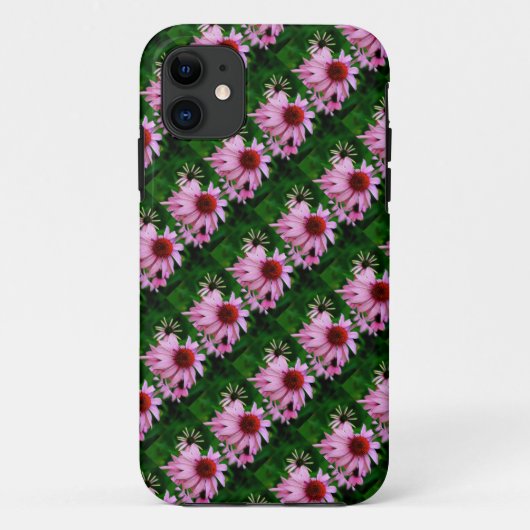 Rosa Echinacea-Blume auf grünem Gehäuse Case-Mate iPhone Hülle (Rückseite)