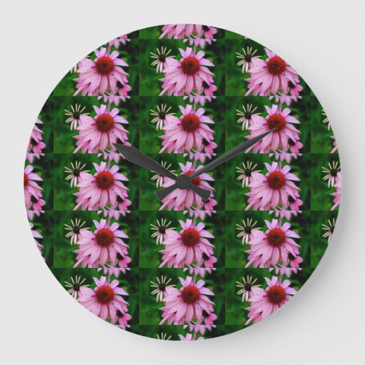 Rosa Echinacea-Uhr Große Wanduhr (Vorderseite)
