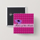 Rosa Edelsteine und dunkle Blume Button (Vorne & Hinten)