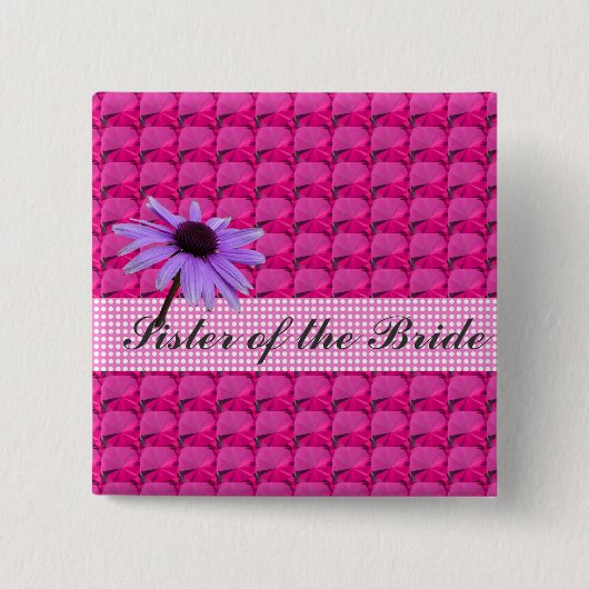 Rosa Edelsteine und dunkle Blume Button (Vorderseite)