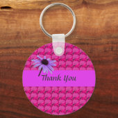 Rosa Edelsteine und dunkle Blume danke Schlüsselanhänger (Vorderseite)