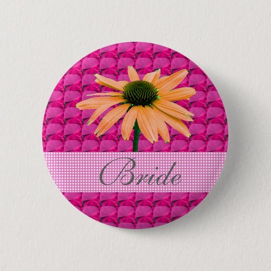 Rosa Edelsteine und schräge Blume Button (Vorderseite)