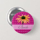 Rosa Edelsteine und schräge Blume Button (Vorne & Hinten)