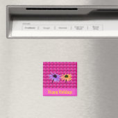 Rosa Edelsteine und schräge Blume Magnet (In Situ (Geschirrspüler))