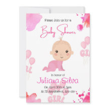 rosa editierbare Baby Girl Baby Shower Einladung