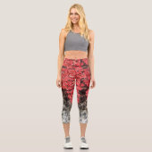 Rosa Efeu Blätter Herbststeinwand Capri Leggings (Vorderseite)