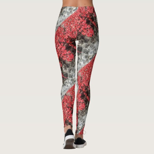 Rosa Efeu Blätter Herbststeinwand Leggings (Rückseite)