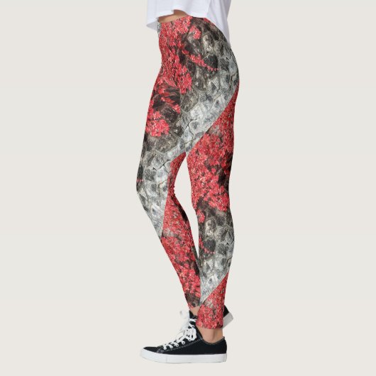 Rosa Efeu Blätter Herbststeinwand Leggings (Links)
