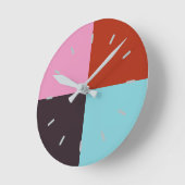 Rosa Eggpflanze Blau Runde Wanduhr (Winkel)
