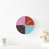 Rosa Eggpflanze Blau Runde Wanduhr (Zuhause)