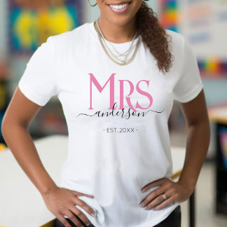 Rosa Ehefrau Bride Mrs. Newlywed Wedding Anniversa T-Shirt
