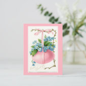 Rosa Ei und Blume Ostern Postkarte (Stehend Vorderseite)