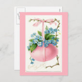 Rosa Ei und Blume Ostern Postkarte (Vorne/Hinten)