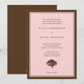 Rosa Eichenbaum Braun Einladung zur Hochzeit (Vorne/Hinten)