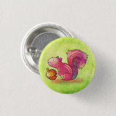 Rosa Eichhörnchen-Knopf Button (Vorne & Hinten)
