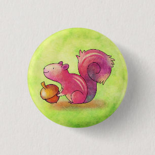 Rosa Eichhörnchen-Knopf Button