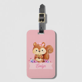 Rosa Eichhörnchen Personalisiert Gepäckanhänger