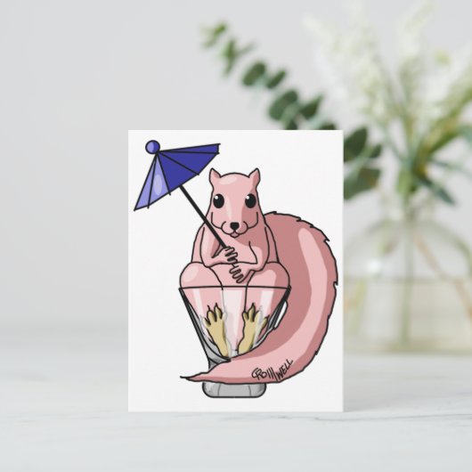 Rosa Eichhörnchen Postkarte (Stehend Vorderseite)