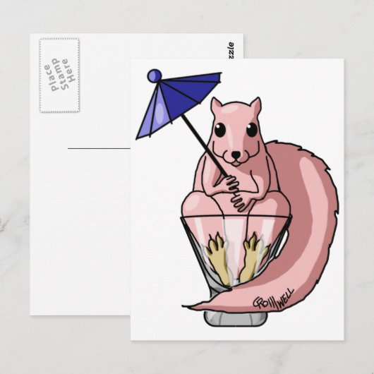 Rosa Eichhörnchen Postkarte (Vorne/Hinten)