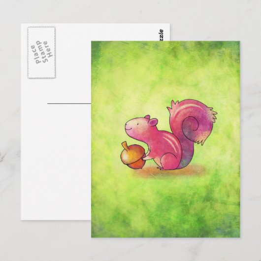 Rosa Eichhörnchen Postkarte (Vorne/Hinten)