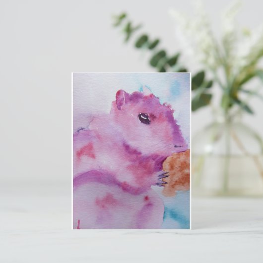 Rosa Eichhörnchen Postkarte (Stehend Vorderseite)