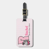 Rosa Eichhörnchenbuchstabe S Kinder Monogramm Gepäckanhänger (Vorderseite vertikal)