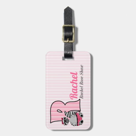 Rosa Eichhörnchenbuchstabe S Kinder Monogramm Gepäckanhänger (Vorderseite vertikal)