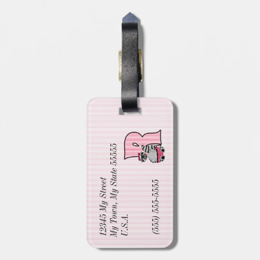 Rosa Eichhörnchenbuchstabe S Kinder Monogramm Gepäckanhänger (Rückseite vertikal)