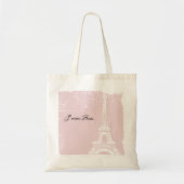 Rosa Eiffel-Turm-Leinwand-Tasche Tragetasche (Vorne)